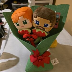 Minecraft Plush Bouquet with Green Wrap